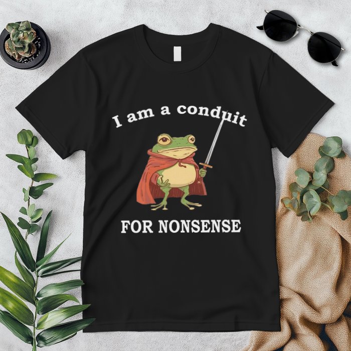 I Am A Conduit For Nonsense Funny Frog With Sword And Red Premium T-Shirt