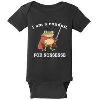 I Am A Conduit For Nonsense Funny Frog With Sword And Red Baby Bodysuit