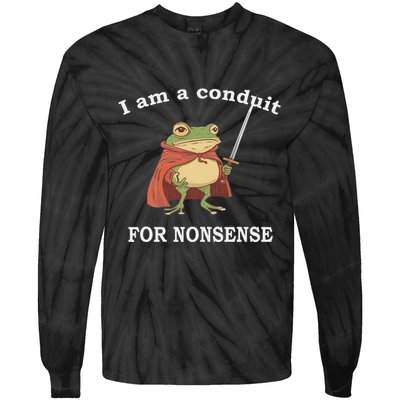 I Am A Conduit For Nonsense Funny Frog With Sword And Red Tie-Dye Long Sleeve Shirt