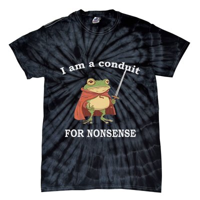 I Am A Conduit For Nonsense Funny Frog With Sword And Red Tie-Dye T-Shirt