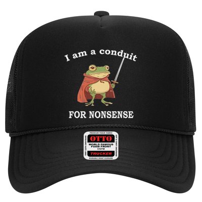 I Am A Conduit For Nonsense Funny Frog With Sword And Red Trucker Hat