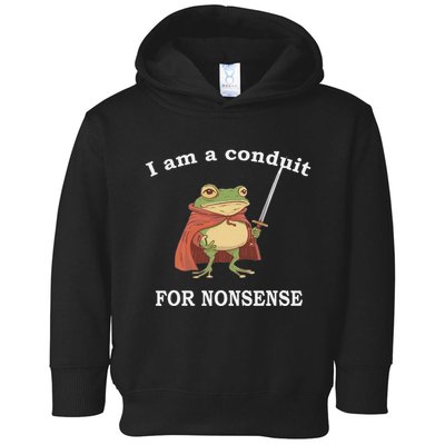 I Am A Conduit For Nonsense Funny Frog With Sword And Red Toddler Hoodie