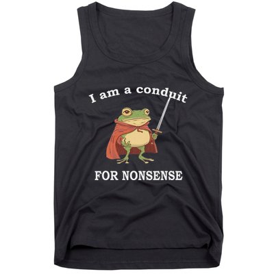 I Am A Conduit For Nonsense Funny Frog With Sword And Red Tank Top