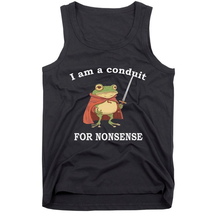 I Am A Conduit For Nonsense Funny Frog With Sword And Red Tank Top