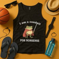 I Am A Conduit For Nonsense Funny Frog With Sword And Red Tank Top