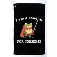 I Am A Conduit For Nonsense Funny Frog With Sword And Red Golf Towel