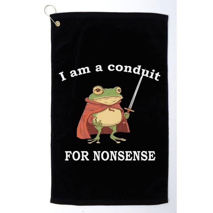 I Am A Conduit For Nonsense Funny Frog With Sword And Red Golf Towel