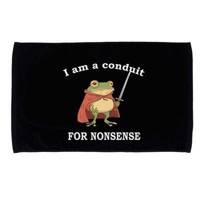 I Am A Conduit For Nonsense Funny Frog With Sword And Red Microfiber Hand Towel