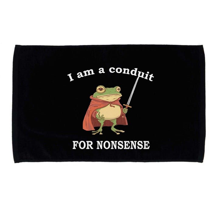I Am A Conduit For Nonsense Funny Frog With Sword And Red Microfiber Hand Towel
