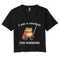 I Am A Conduit For Nonsense Funny Frog With Sword And Red Crop Top