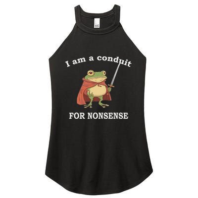 I Am A Conduit For Nonsense Funny Frog With Sword And Red Women's Perfect Tri Rocker Tank