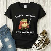 I Am A Conduit For Nonsense Funny Frog With Sword And Red Womens T-Shirt