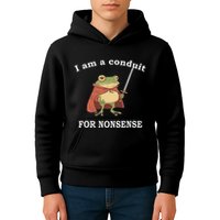 I Am A Conduit For Nonsense Funny Frog With Sword And Red Kids Hoodie