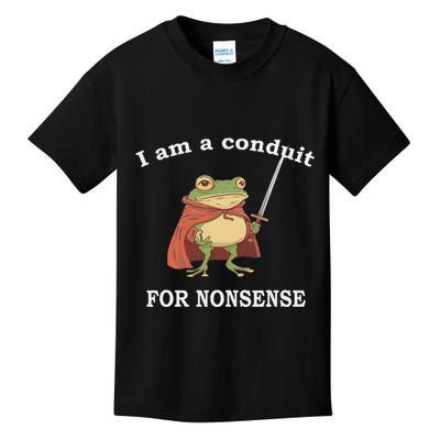 I Am A Conduit For Nonsense Funny Frog With Sword And Red Kids T-Shirt