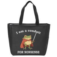 I Am A Conduit For Nonsense Funny Frog With Sword And Red Zip Tote Bag