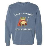 I Am A Conduit For Nonsense Funny Frog With Sword And Red Garment-Dyed Sweatshirt