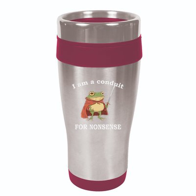 I Am A Conduit For Nonsense Funny Frog With Sword And Red 16oz Travel Tumbler
