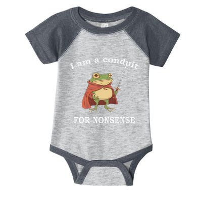 I Am A Conduit For Nonsense Funny Frog With Sword And Red Infant Baby Jersey Bodysuit
