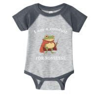 I Am A Conduit For Nonsense Funny Frog With Sword And Red Infant Baby Jersey Bodysuit
