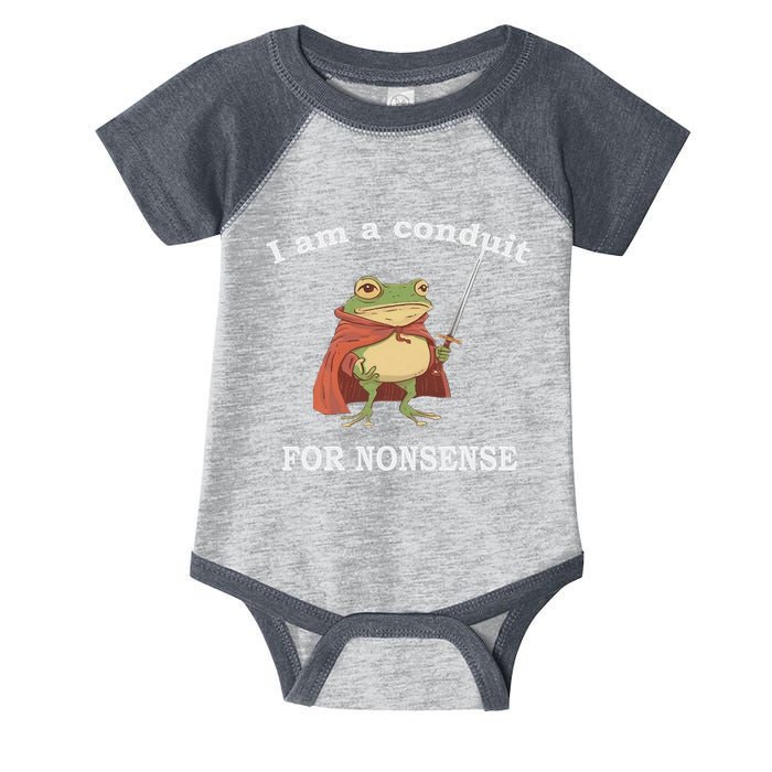 I Am A Conduit For Nonsense Funny Frog With Sword And Red Infant Baby Jersey Bodysuit