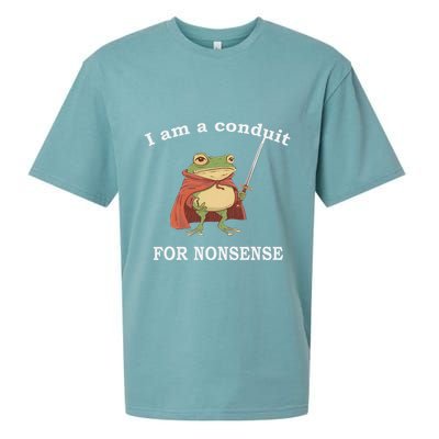 I Am A Conduit For Nonsense Funny Frog With Sword And Red Sueded Cloud Jersey T-Shirt