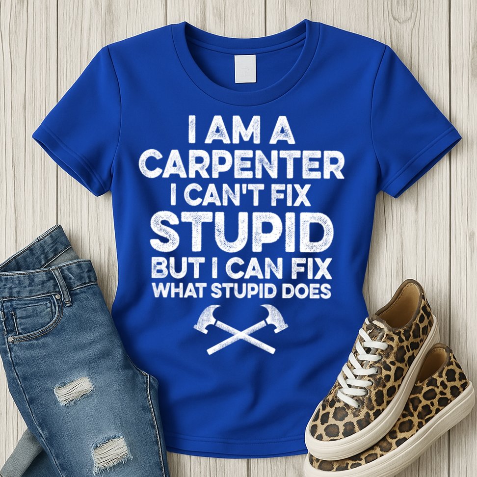 I Am A Carpenter I Can't Fix Stupid Funny Carpentry Gift Womens T-Shirt