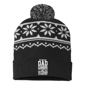 I Am A Dad Grandpa And A Veteran Nothing Scares Me USA-Made Snowflake Beanie