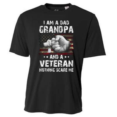 I Am A Dad Grandpa And A Veteran Nothing Scares Me USA Flag Cooling Performance Crew T-Shirt