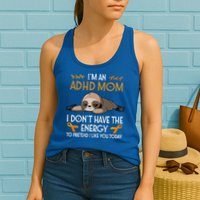 IM An Adhd Mom Awareness Orange Ribbon Sloth Adhd Warrior Womens Tank Top
