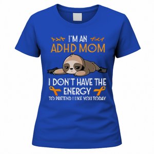 IM An Adhd Mom Awareness Orange Ribbon Sloth Adhd Warrior Women's T-Shirt