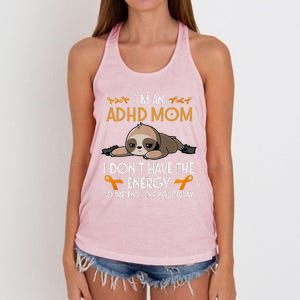 IM An Adhd Mom Awareness Orange Ribbon Sloth Adhd Warrior Women's Knotted Racerback Tank