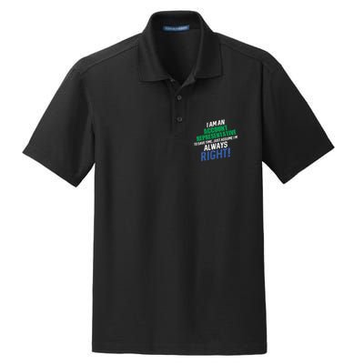 I Am An Account Representative To Save Time IM Always Right Gift Dry Zone Grid Polo