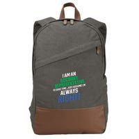 I Am An Account Representative To Save Time IM Always Right Gift Cotton Canvas Backpack