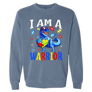 I Am A Warrior Autism Family Dinosaur Autism Awareness Garment-Dyed Sweatshirt