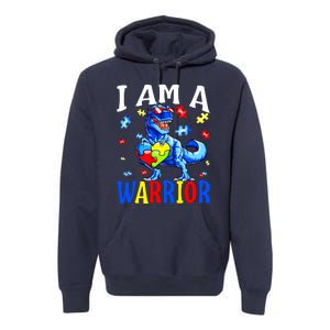 I Am A Warrior Autism Family Dinosaur Autism Awareness Premium Hoodie