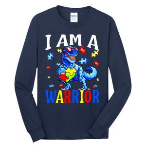 I Am A Warrior Autism Family Dinosaur Autism Awareness Tall Long Sleeve T-Shirt