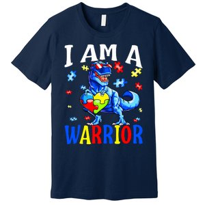 I Am A Warrior Autism Family Dinosaur Autism Awareness Premium T-Shirt