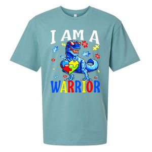 I Am A Warrior Autism Family Dinosaur Autism Awareness Sueded Cloud Jersey T-Shirt