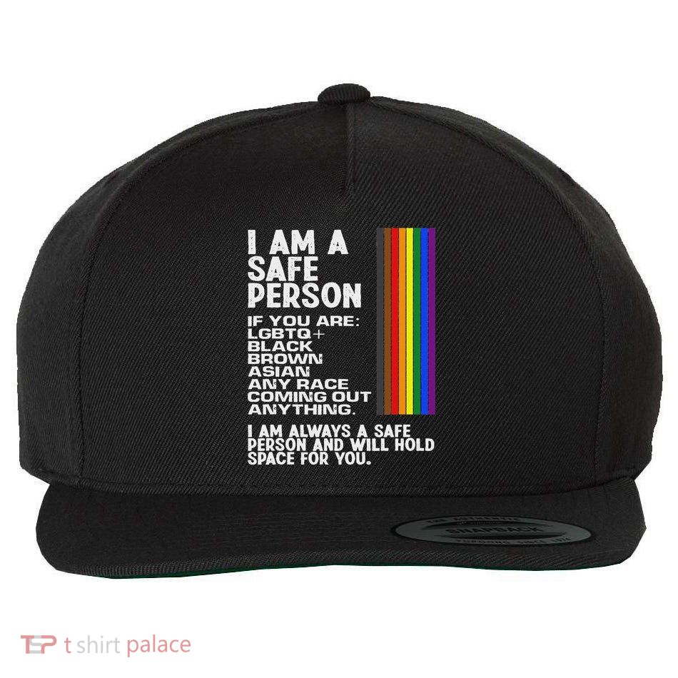 I Am A Safe Person Lgbtq+ Pride Month Support Rainbow Wool Snapback Cap