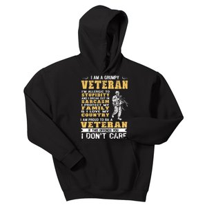 I Am A Grumpy Veteran Proud To Be Veteran Kids Hoodie