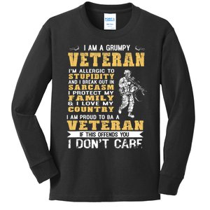 I Am A Grumpy Veteran Proud To Be Veteran Kids Long Sleeve Shirt