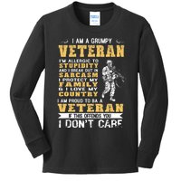 I Am A Grumpy Veteran Proud To Be Veteran Kids Long Sleeve Shirt