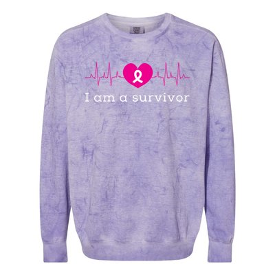 I Am A Survivor Cancer Colorblast Crewneck Sweatshirt