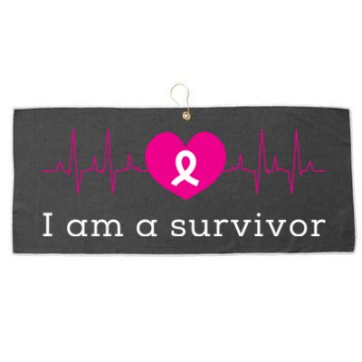 I Am A Survivor Cancer Large Microfiber Waffle Golf Towel