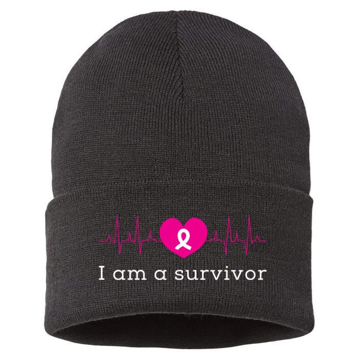 I Am A Survivor Cancer Sustainable Knit Beanie