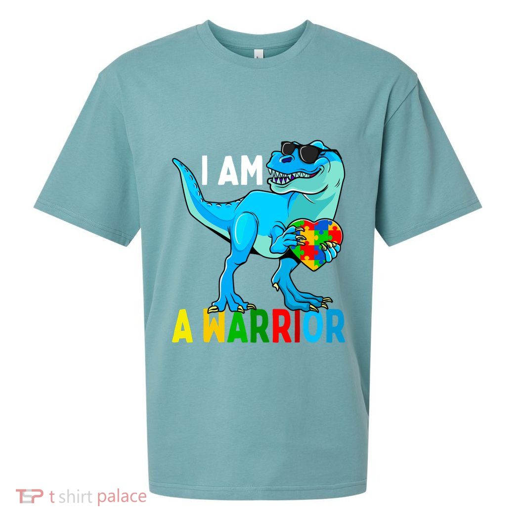 I Am A Warrior Autism Family Dinosaur Autism Awareness Gift Sueded Cloud Jersey T-Shirt