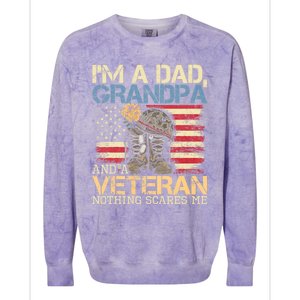 I Am A Dad Grandpa And A Veteran Nothing Scares Me Colorblast Crewneck Sweatshirt