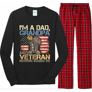 I Am A Dad Grandpa And A Veteran Nothing Scares Me Long Sleeve Pajama Set