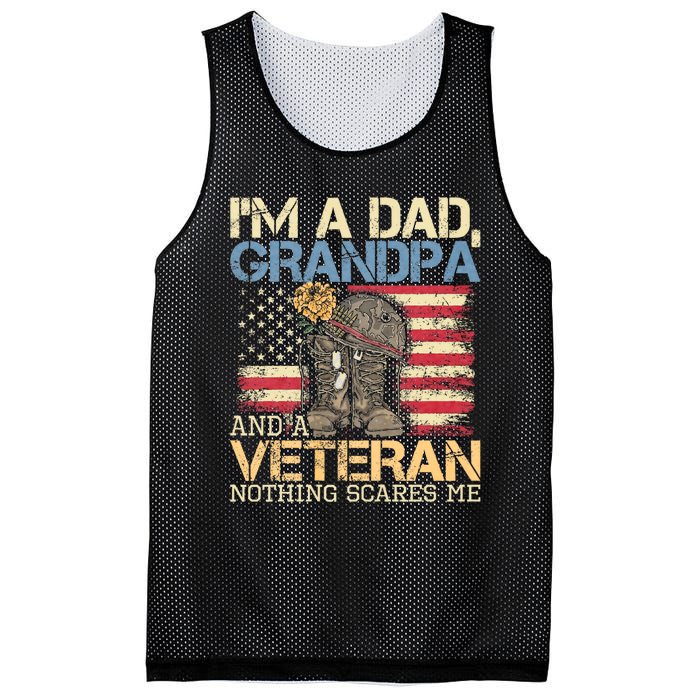 I Am A Dad Grandpa And A Veteran Nothing Scares Me Mesh Reversible Basketball Jersey Tank