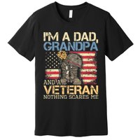 I Am A Dad Grandpa And A Veteran Nothing Scares Me Premium T-Shirt